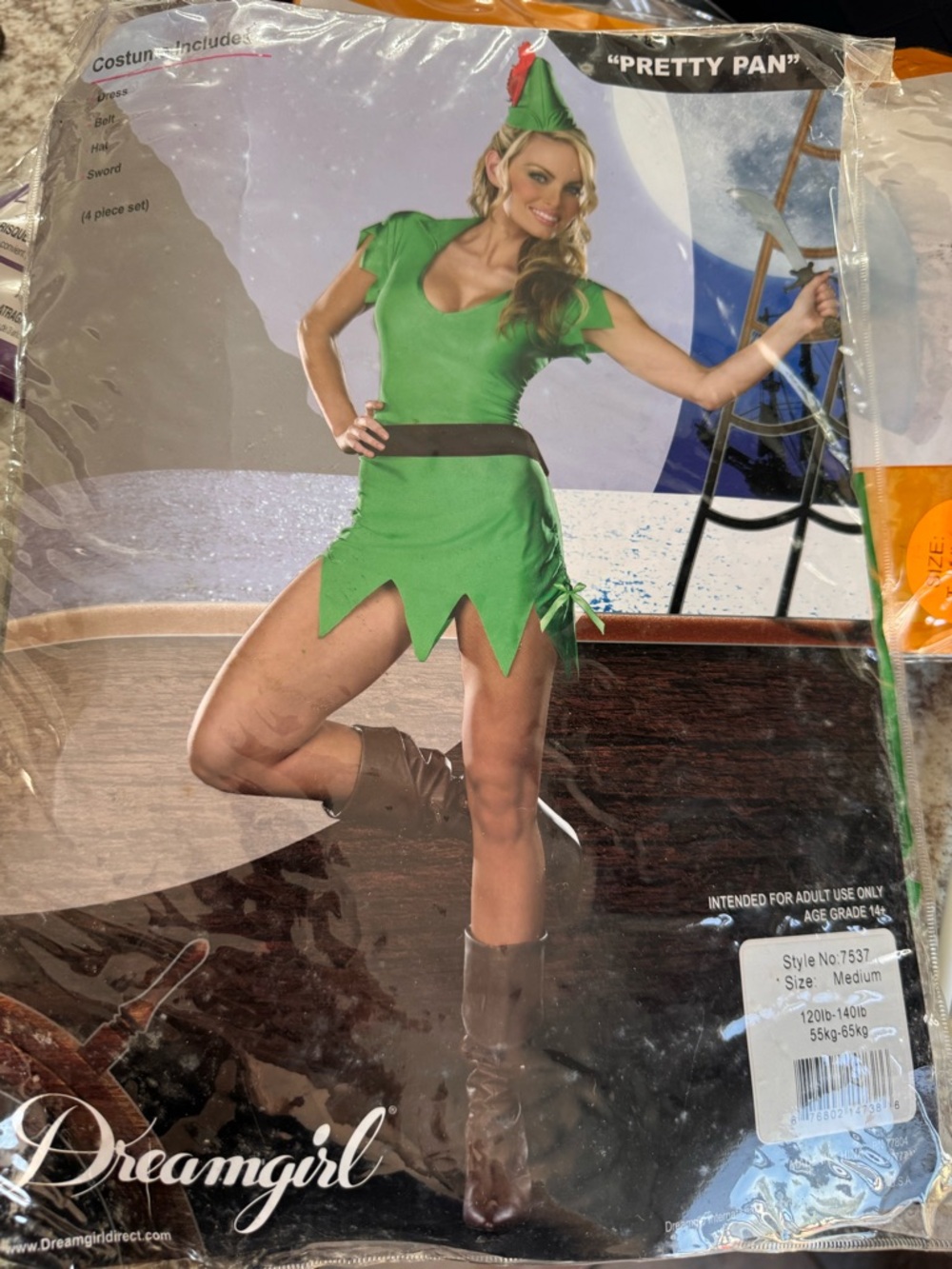 Dreamgirl "Pretty Pan" Green Pixie Costume Dress EUC Halloween costume medium